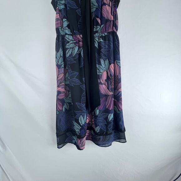 Maeve Anthropologie Bretin Black A-Line Floral Neck Tie Midi Dress Small - Picture 4 of 9